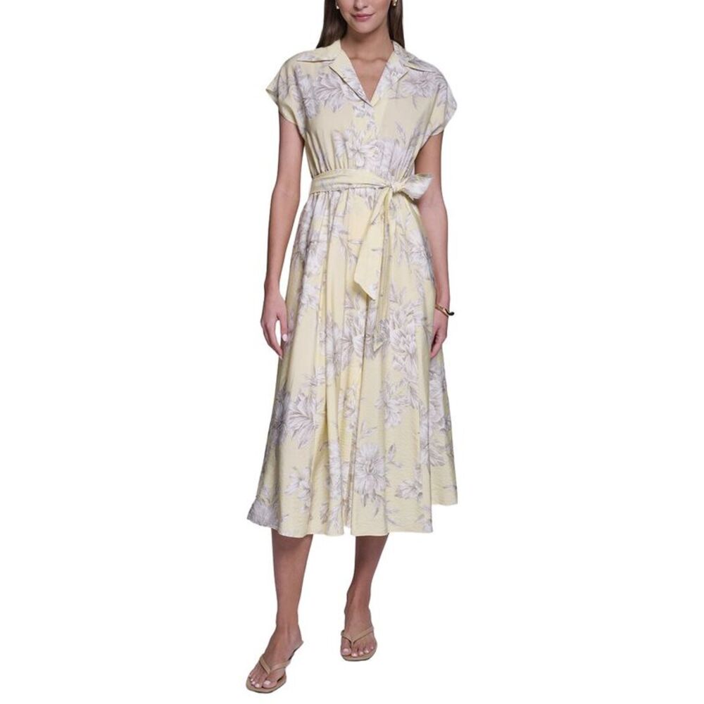 Halston Womens Butterfly Sleeve Midi Dress